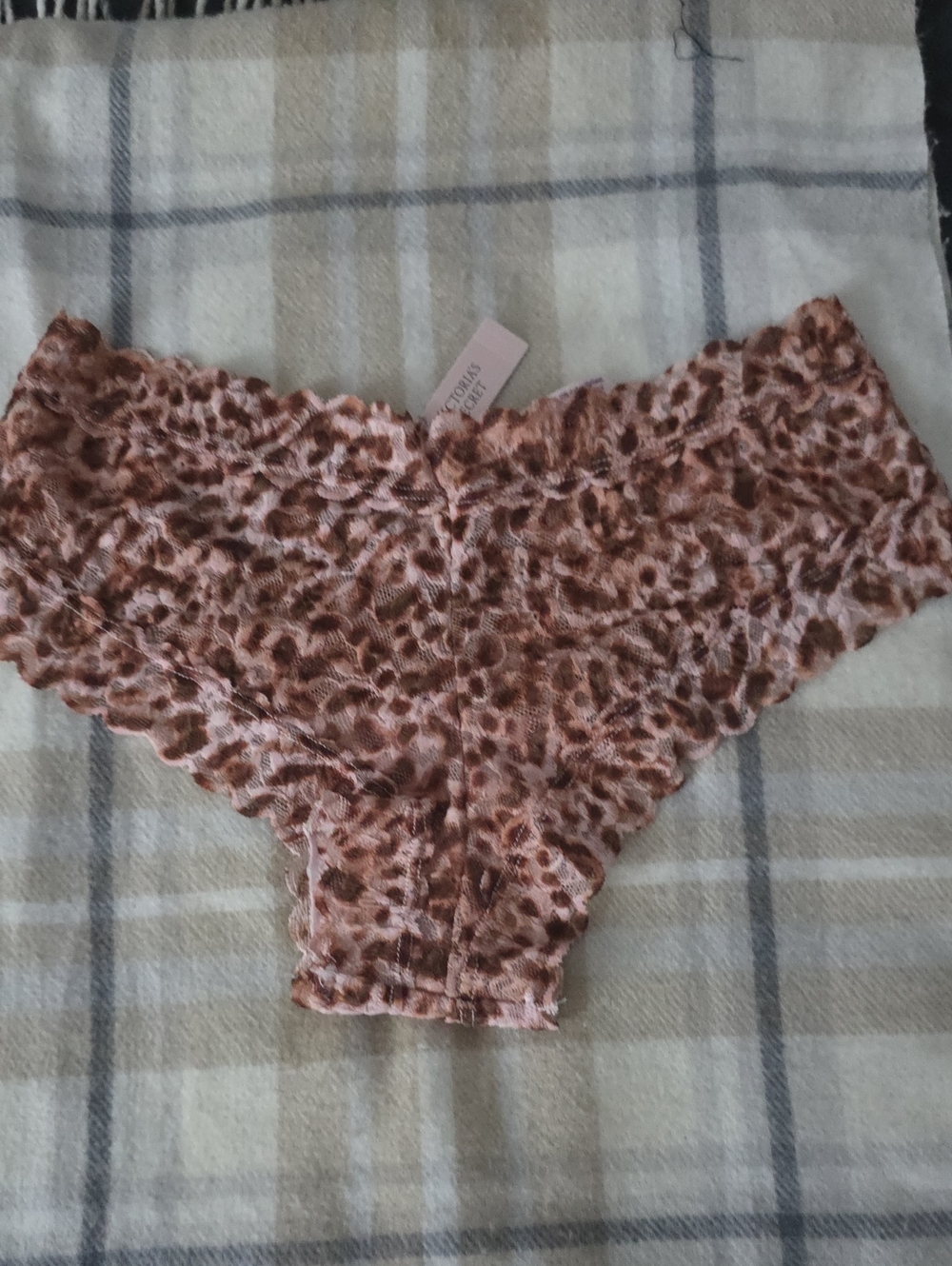 Victoria's Secret Leopard Print Lace Hipster Panty - Brown/Pink